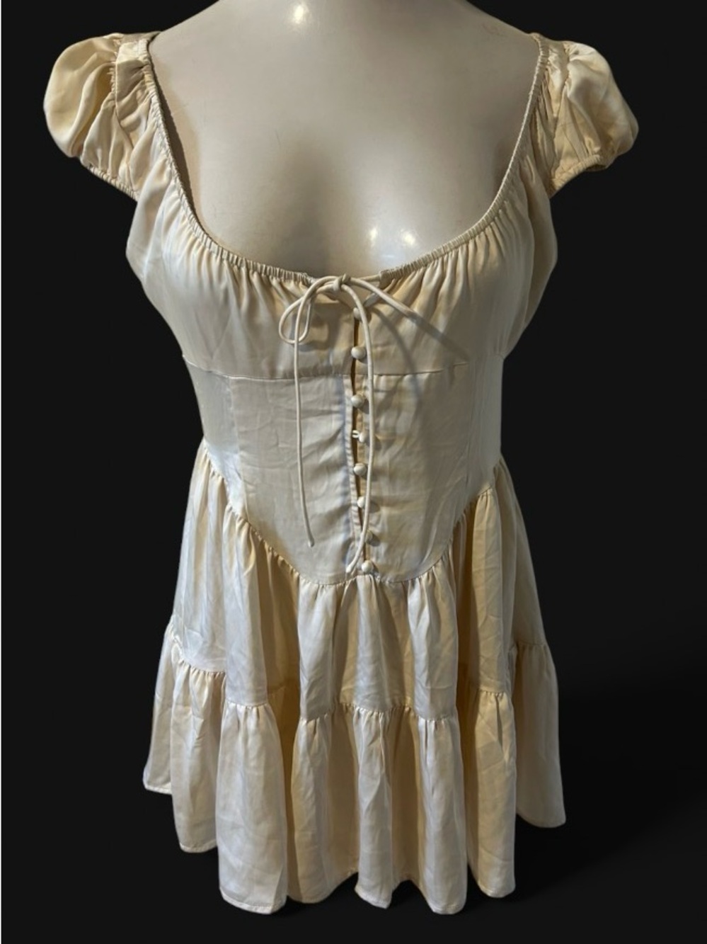 Meshki Cream Tie-Front Corset Mini dress